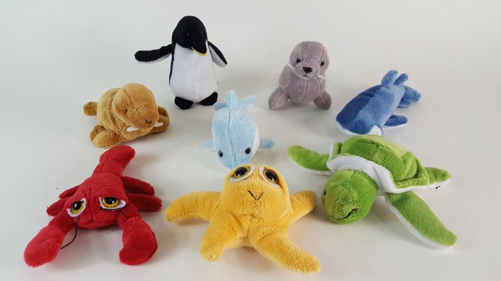 Zeedieren, oceaan dieren knuffels, serie van 8 stuks. 7C8, Tweedehands verkoop, Tweedehands verkoop, Gebruikt, Overige typen