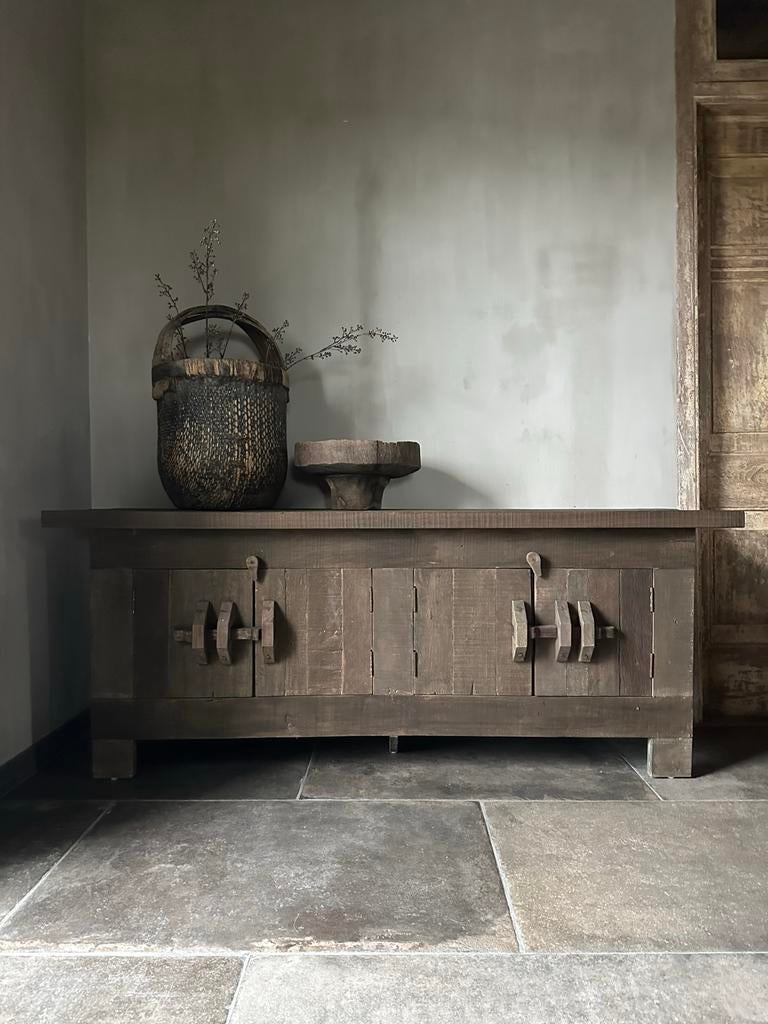 Robuust Tv Meubel Driftwood Collectie - 4 Deurs, 150 tot 200 cm, Nieuw, Ophalen of Verzenden, Overige houtsoorten