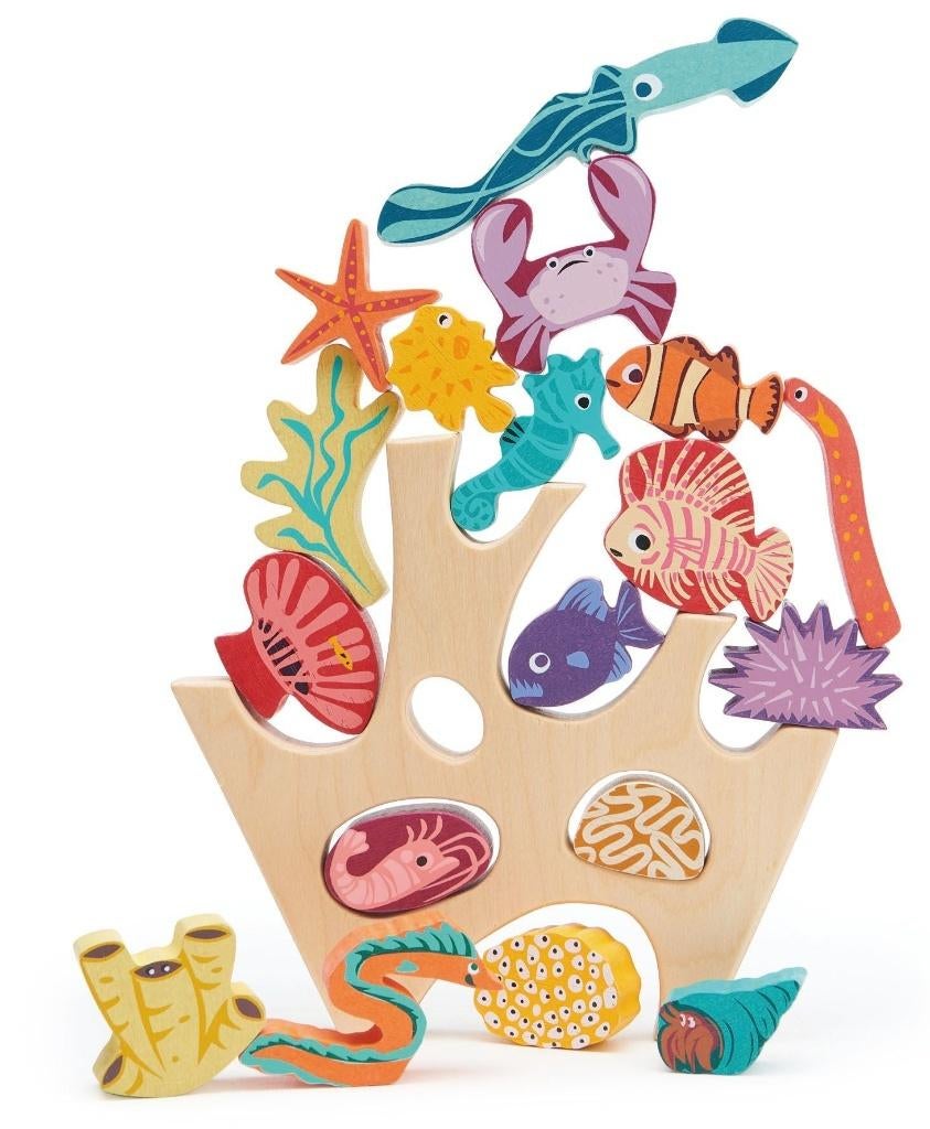 Stapelspeelgoed Hout Koraal Zeedieren Tender Leaf Toys, Dam bv, Info@dam.be, Nieuw, Ophalen of Verzenden