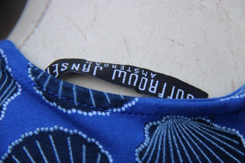 Jurk blauw/ zwart Juffrouw jansen mt L Vaste prijs, Blauw, Maat 42/44 (L), Ophalen of Verzenden, Zo goed als nieuw