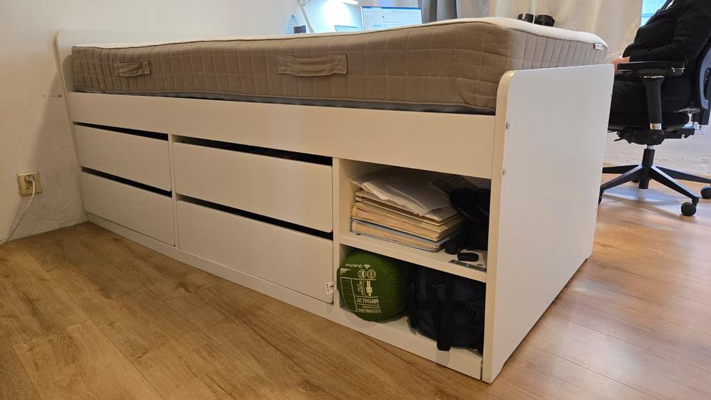 Ikea Hamarvik bed - Eenpersoons, Ophalen, 90 cm, Eenpersoons, Wit