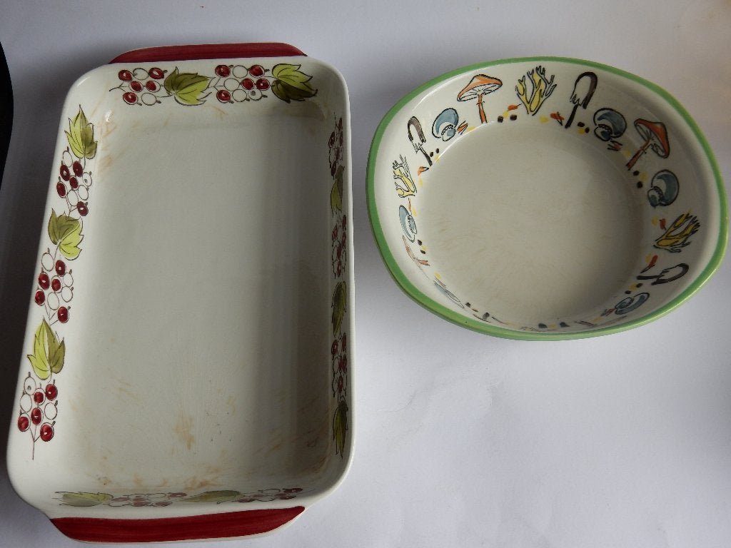 2 ovenschalen Rörstrand Druva en Upsala Ekeby Mykolo, Ophalen of Verzenden, Aardewerk, Overige stijlen, Schaal of Schalen