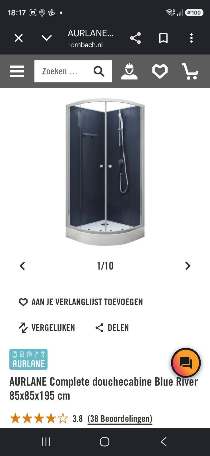 AURLANE Complete douchecabine Blue River 85x85x195 cm, Ophalen, Nieuw, Douche