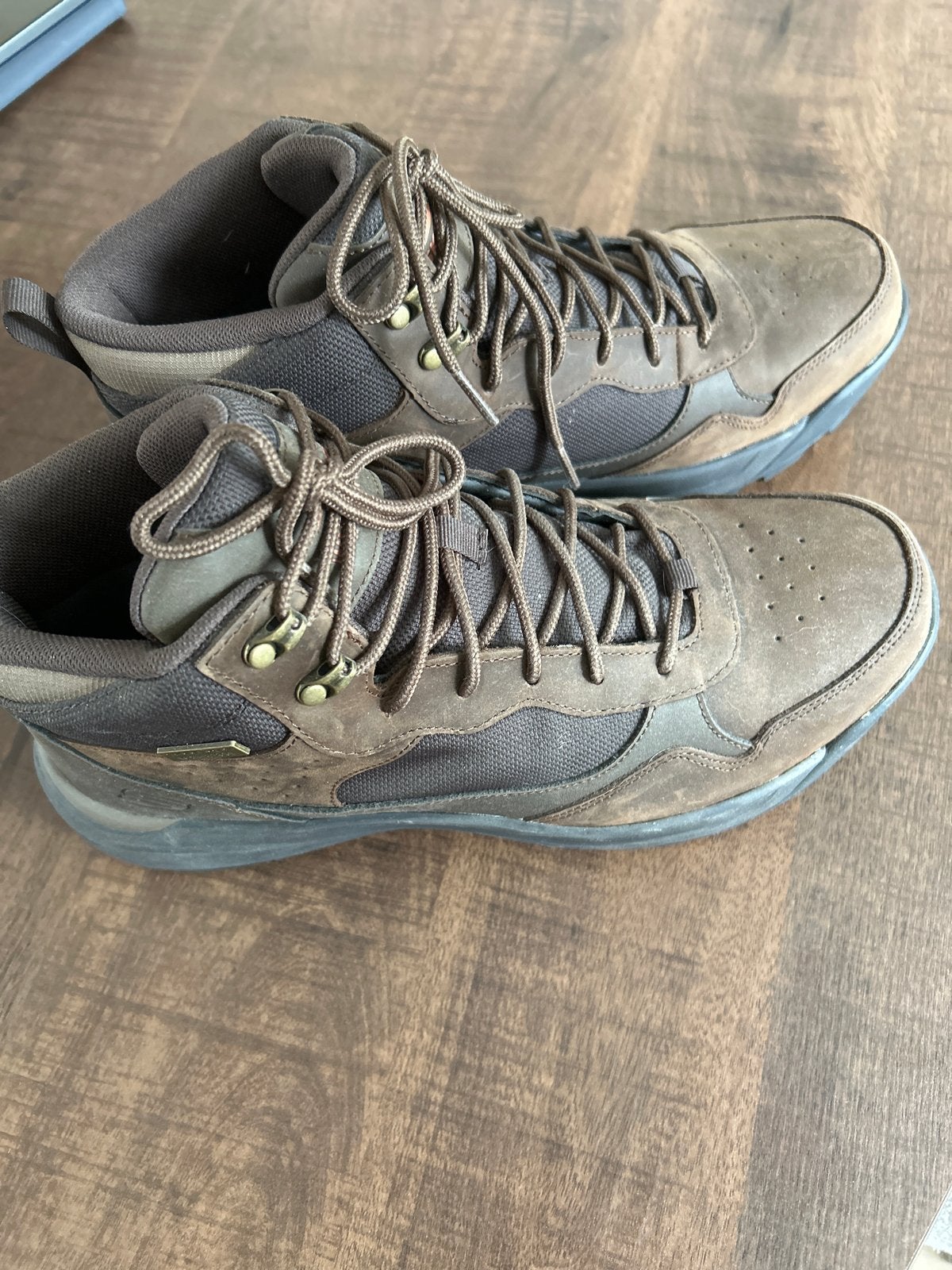 Hoge Skechers wandelschoenen, bruin leer, maat 46, Ophalen, Gebruikt, Schoenen