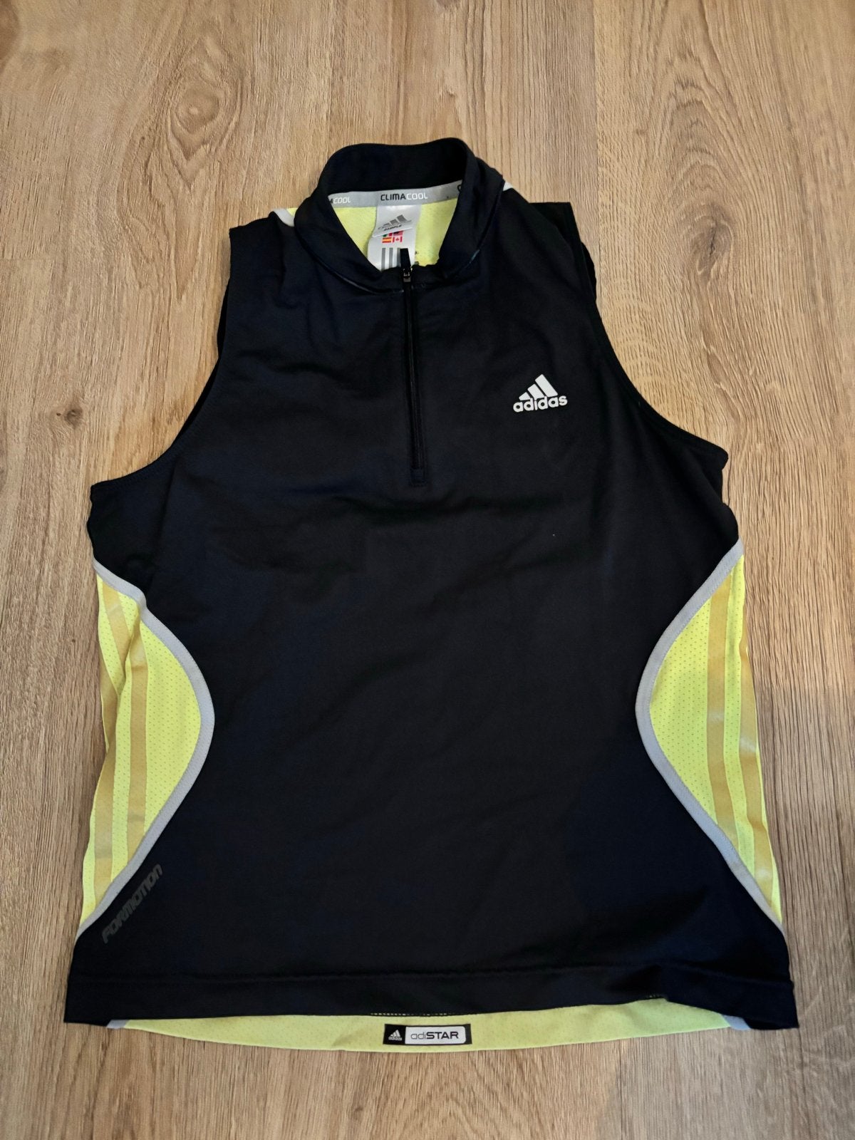 Adidas Adistar ClimaCool hardloopshirt - Zwart/Geel, Maat 38/40 (M), Zwart, Ophalen of Verzenden, Zo goed als nieuw