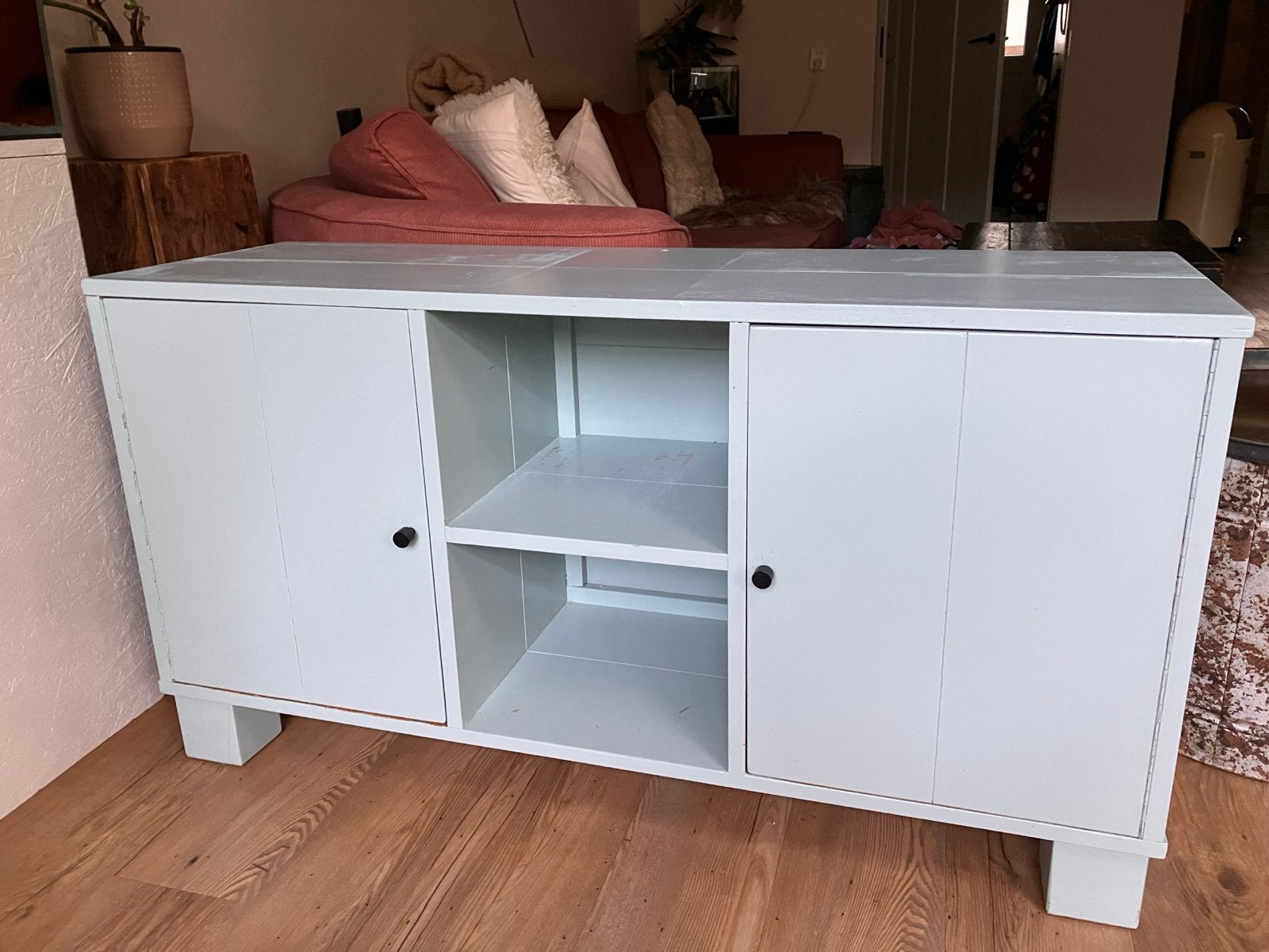 Groenblauw Dressoir - 121x40x65 cm, Ophalen, Gebruikt, 100 tot 150 cm, 25 tot 50 cm
