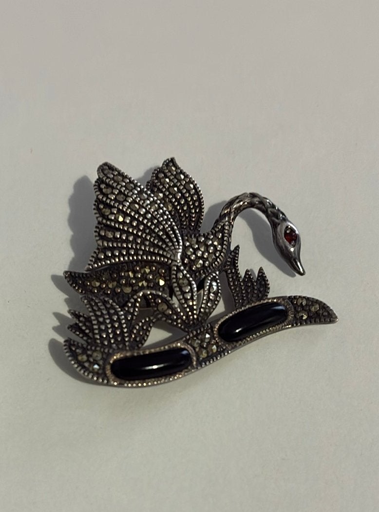 Prachtige Vintage Zilveren (925) Zwanen Broche, Ophalen of Verzenden, Zo goed als nieuw, Zilver