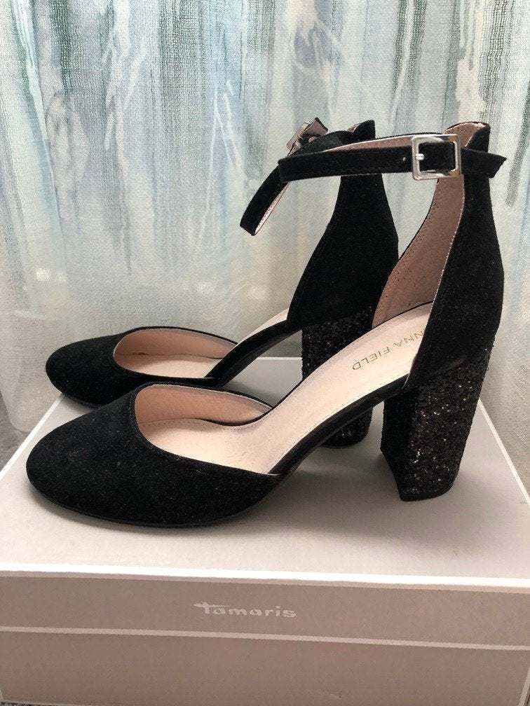 Prachtig zgan zwarte pump v Anna Field mt 40 met enkelband, Anna Field, Zwart, Ophalen of Verzenden, Zo goed als nieuw