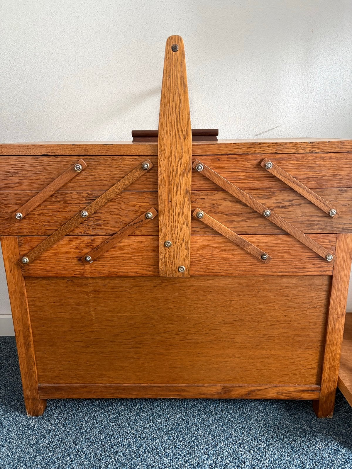 Vintage houten naaibox - Handige opberger, Ophalen, Gebruikt, Overige typen