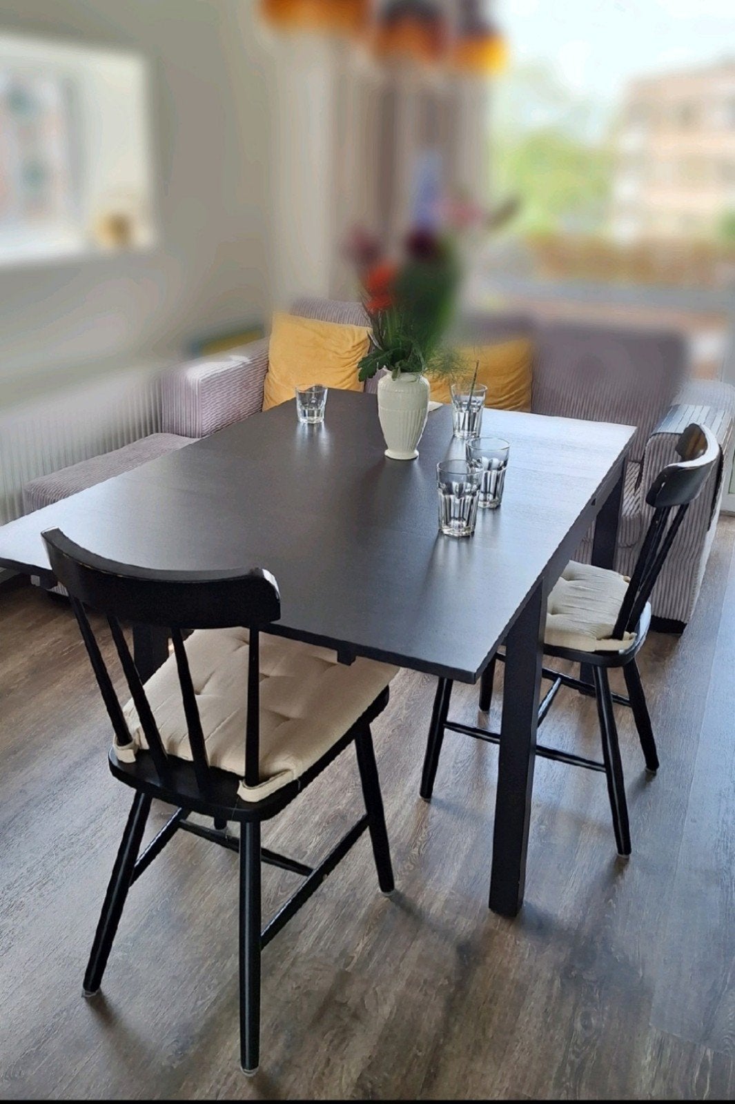 Eettafel zwart IKEA Bjursta, Ophalen, Gebruikt, 50 tot 100 cm, Vijf personen of meer