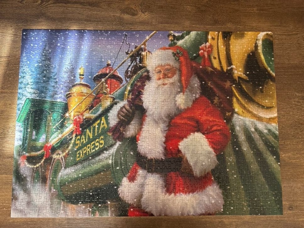 King Legpuzzel 1000 stukjes - Santa's Train, Ophalen of Verzenden, 500 t/m 1500 stukjes, Zo goed als nieuw, Legpuzzel
