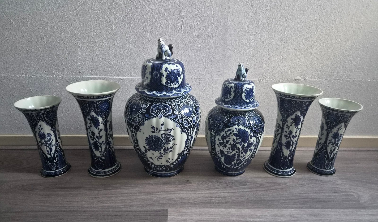 Prachtig Delfts Blauw Vazen en Gemberpotten Set, Ophalen