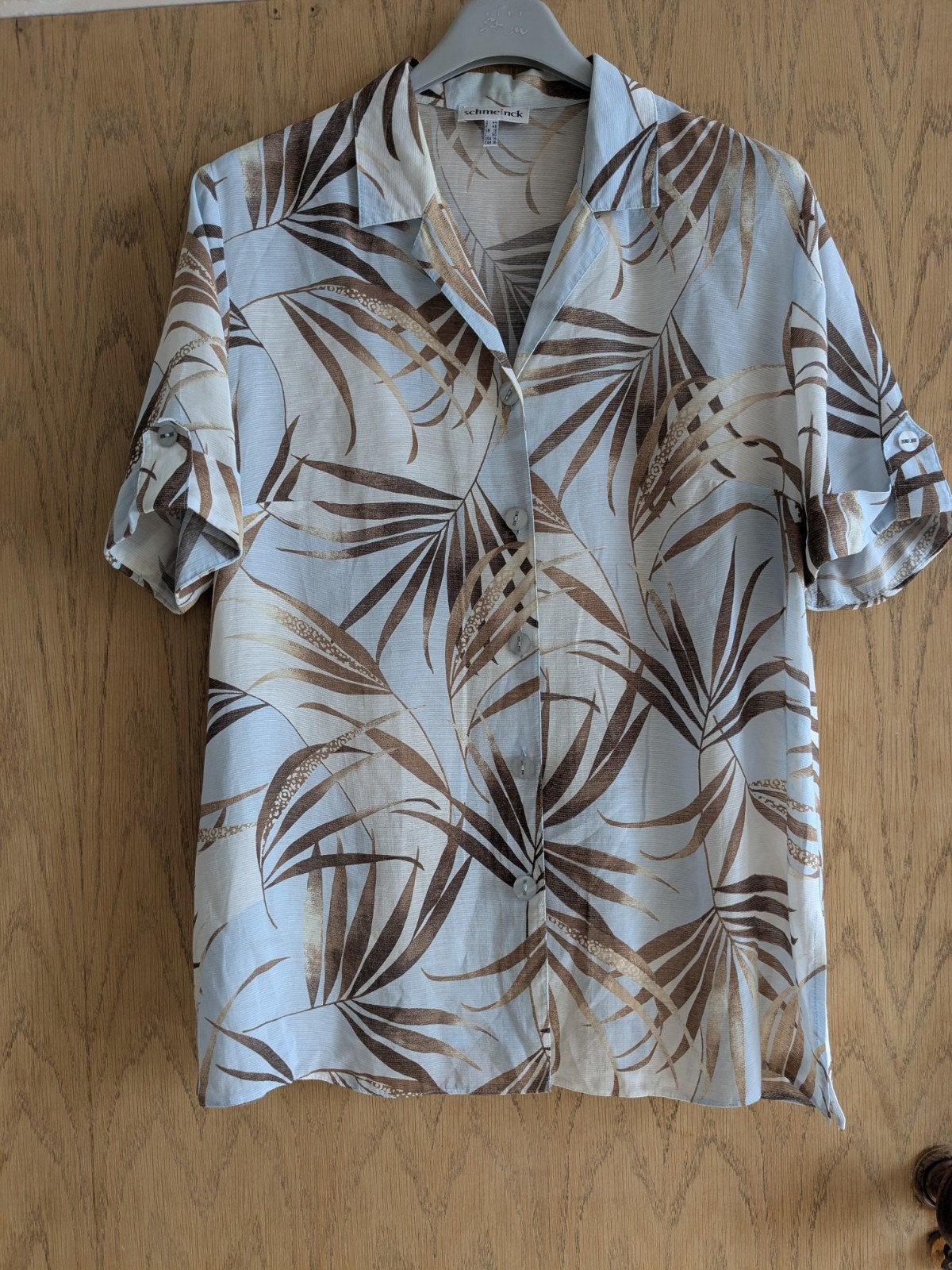 Schmeinck Blouse met Tropische Print - Maat 46, Ophalen of Verzenden, Zo goed als nieuw, Maat 46/48 (XL) of groter, Beige