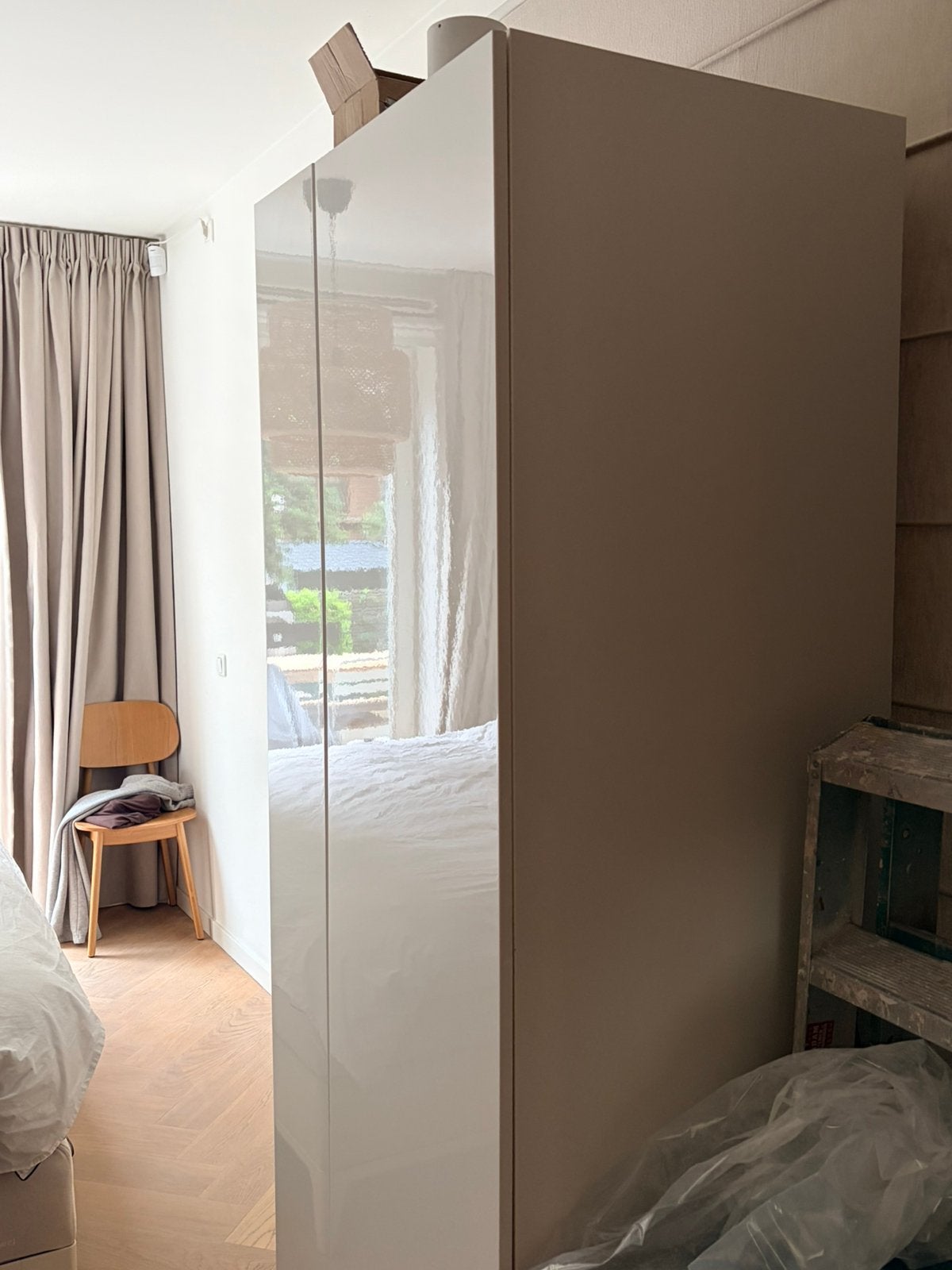 Wit hoogglans PAX kast met lades en deuren, Huis en Inrichting, Kasten | Kledingkasten, Ophalen, 200 cm of meer, 50 tot 100 cm