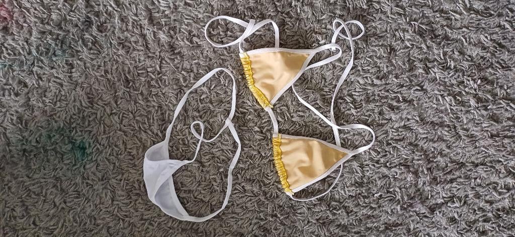 sexy minibikini wit-goud, XS , nieuw, ook shoots, Kleding | Dames, Badmode en Zwemkleding, Verzenden, Wit, Nieuw, Onbekend