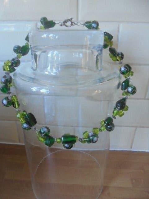 Schitterende Murano ketting glas kralen bloemen kralen, Ophalen of Verzenden, Nieuw, Blauw, Overige materialen