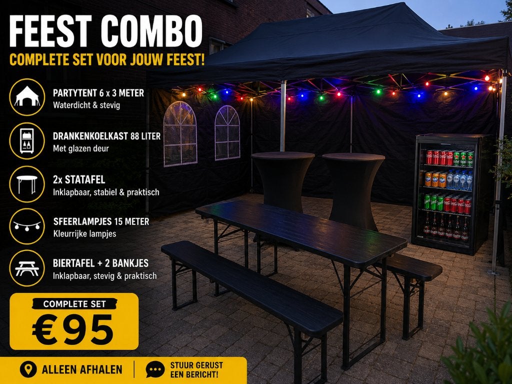 Easy Up Partytent 6x3, koelkast,tafels, verlichtingen., Ophalen, Partygalaxyshop@hotmail.com, Partygalaxyshop, Opvouwbaar