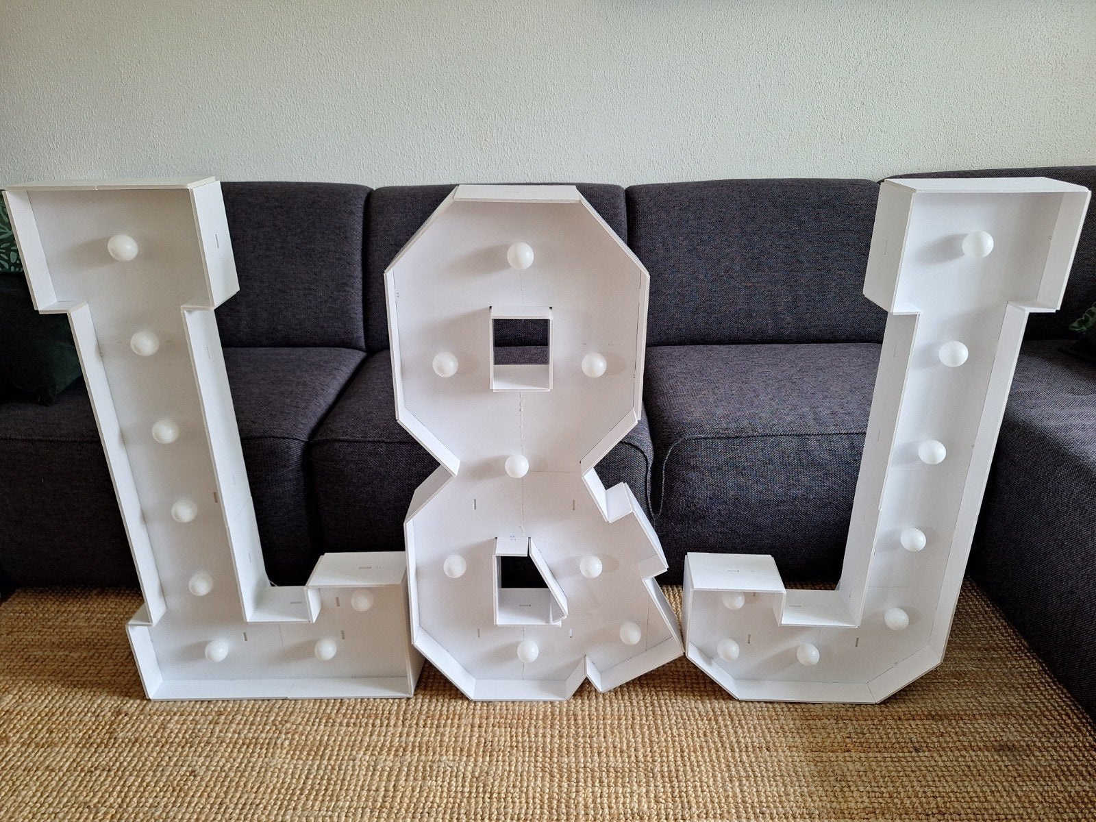 Lichtletters L & J - 91 cm/ licht letters L&J, Ophalen, Zo goed als nieuw, Feestartikel