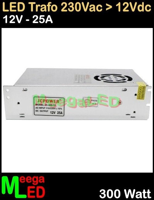 LED Trafo Voeding Adapter Driver - 230V > 12V - 25A = 300W, Metaal, Overige merken, Nieuw, Overige fittingen
