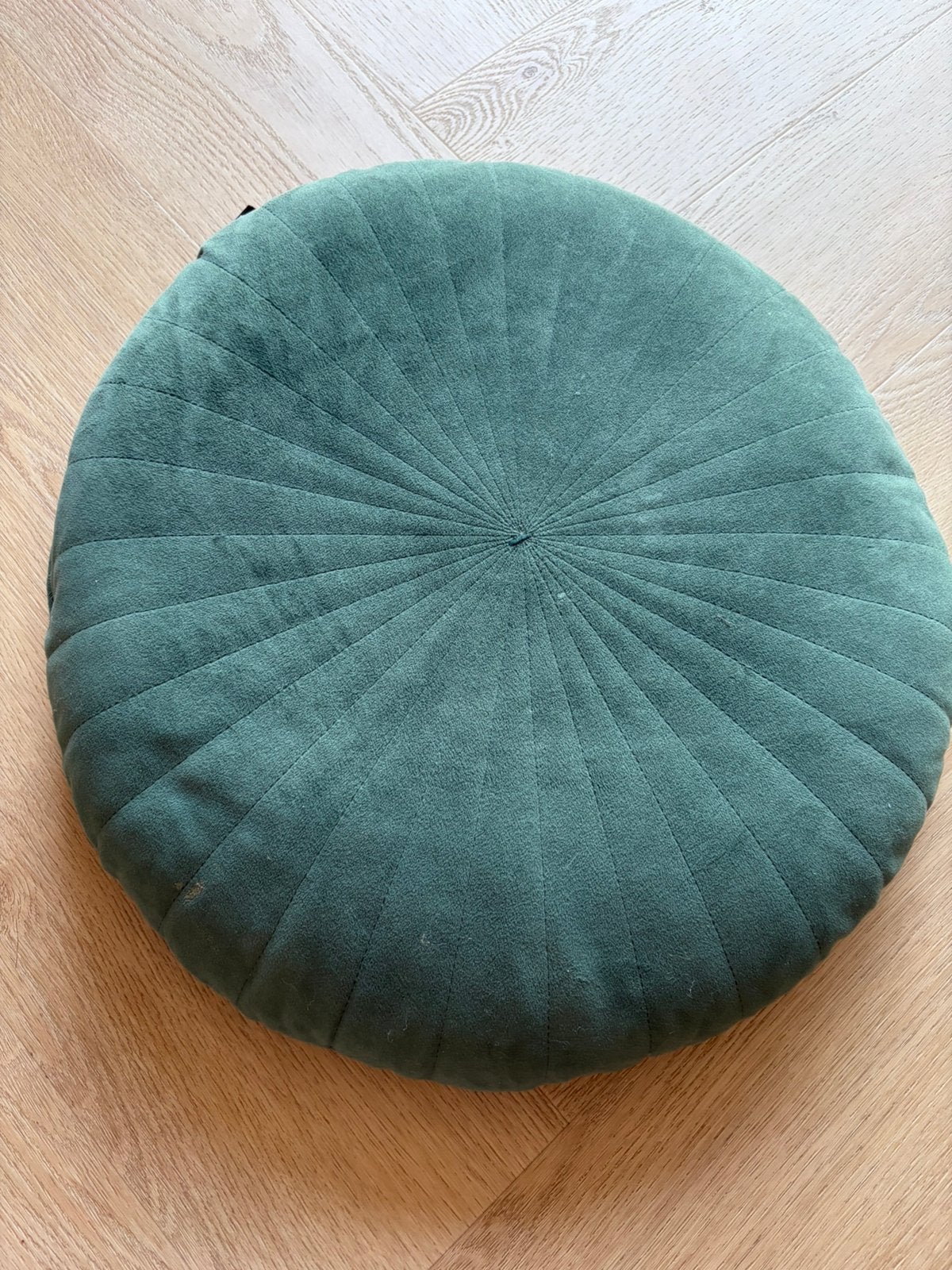Woonkussen rond groen blokker, Huis en Inrichting, Woonaccessoires | Kussens, Ophalen, Gebruikt, Rond, Sierkussen