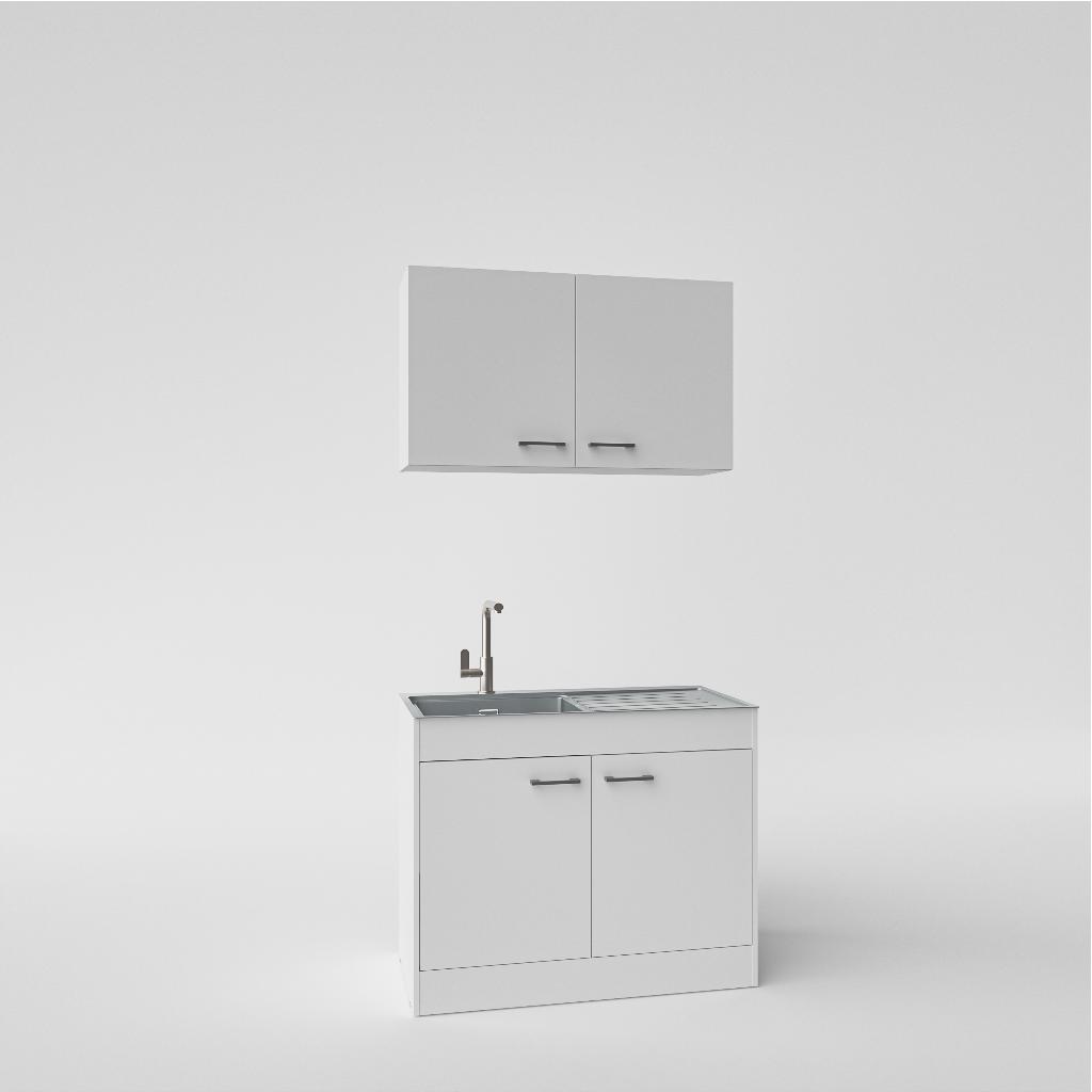 Basic Compacte Keukenset wit – inclusief spoelbak, Overige typen, Nieuw, Ophalen of Verzenden, Wit