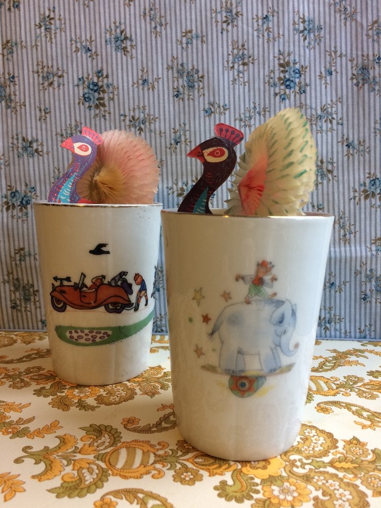 Vintage kinderbekers CL Tsjechoslowakije Jaren 60 Porselein, Ophalen of Verzenden