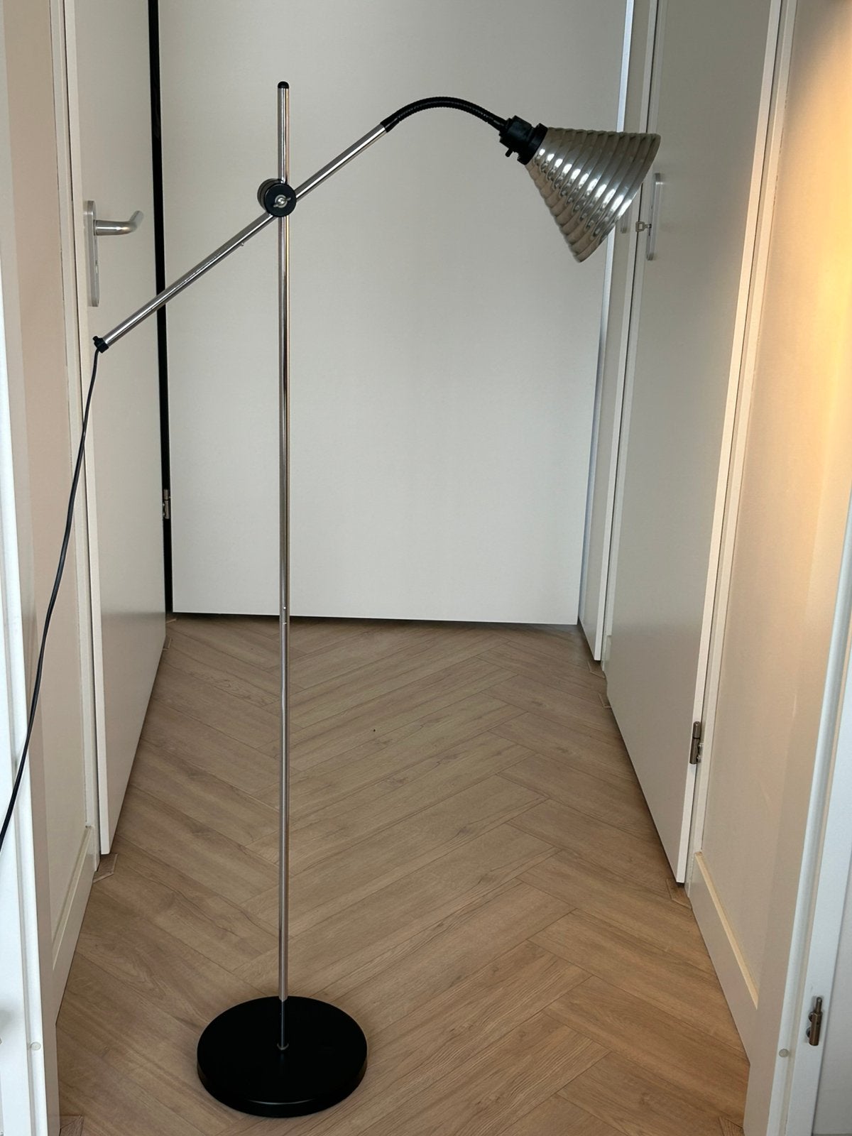 Vintage vloerlamp chroom zwart jaren 70, Ophalen, Gebruikt, 150 tot 200 cm