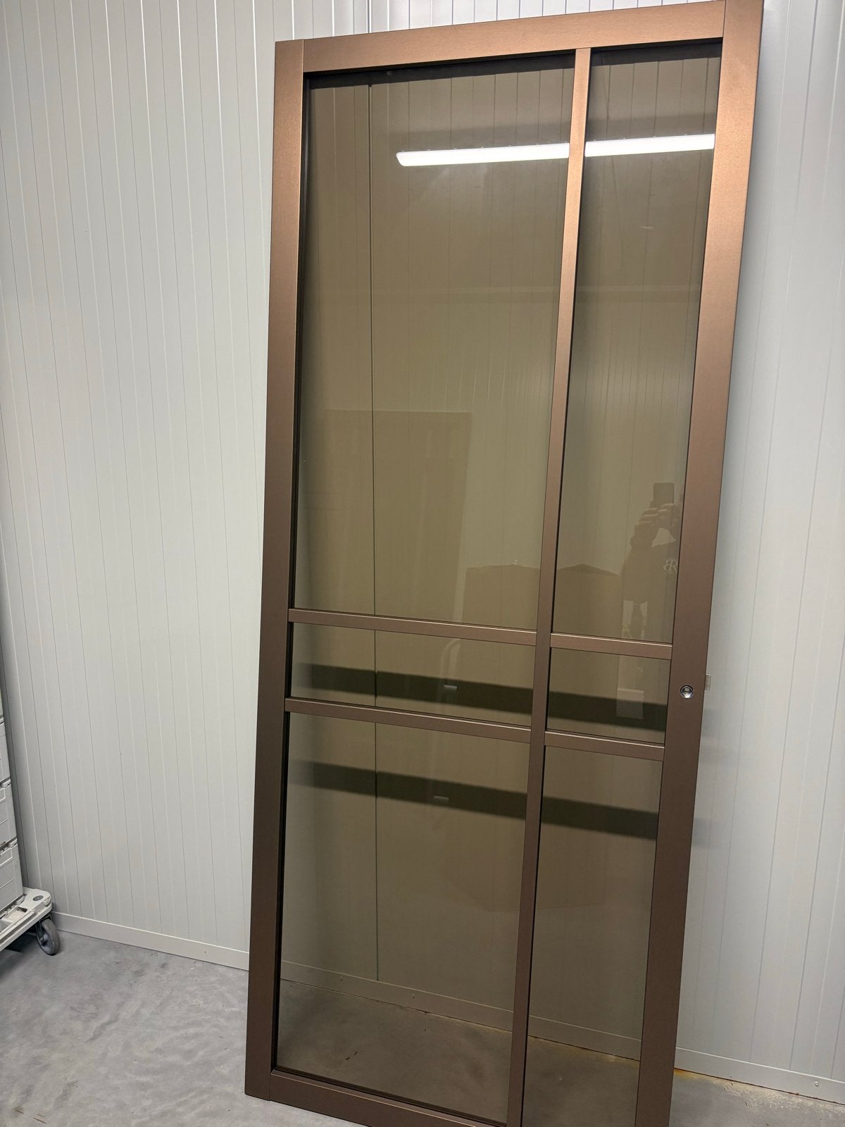 Arne en Bodil bronzen stompe deur met valdorpel, Gebruikt, 80 tot 100 cm, Binnendeur, Ophalen of Verzenden