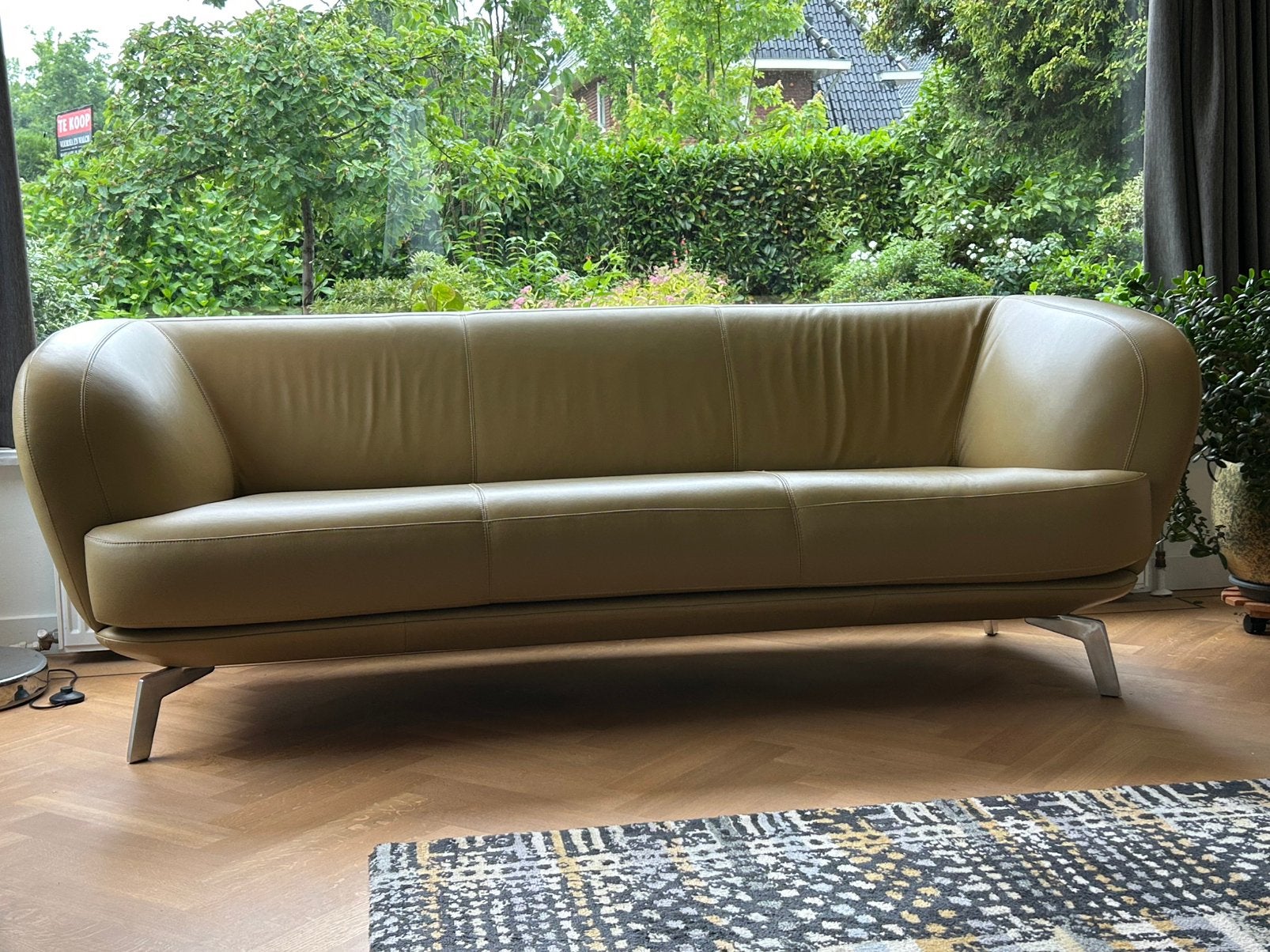 VERKOCHT Prachtige lederen Leolux bank Flint, Ophalen, Zo goed als nieuw, 75 tot 100 cm