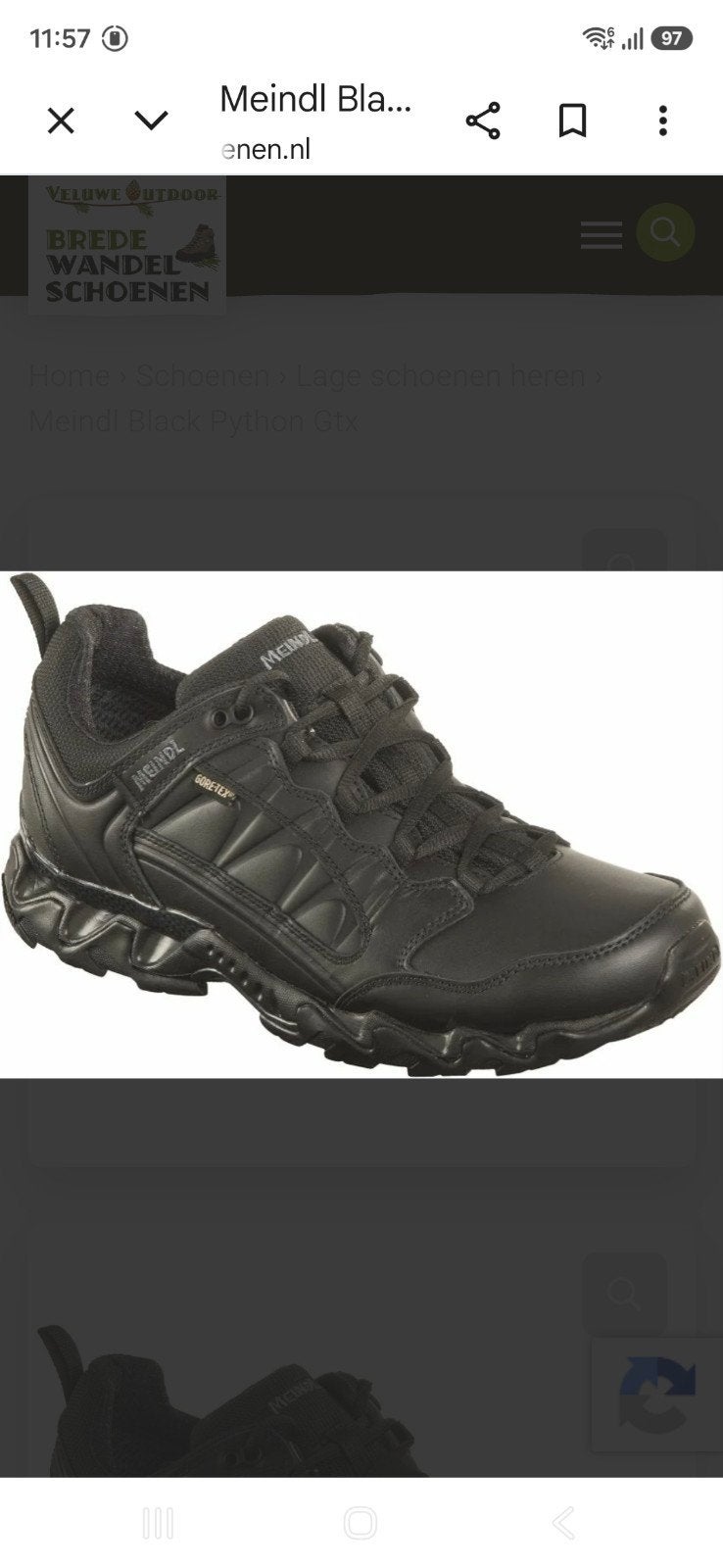 Meindl Black Python GTX  mt 45, Kleding | Heren, Ophalen, Zwart, Zo goed als nieuw, Wandelschoenen of Bergschoenen