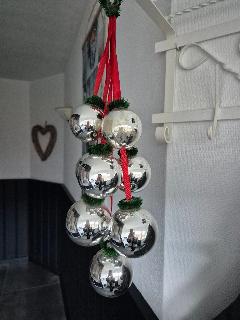 Vintage kerstballen tros zilver, *, Gebruikt, *, Ophalen of Verzenden