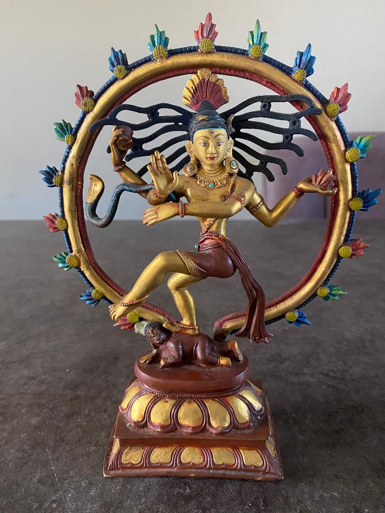 Goldface Rad van Shiva Nataraja uniek zeldzaam koper beeld, Verzamelen, Religie, Ophalen of Verzenden, Zo goed als nieuw, Beeld(je)