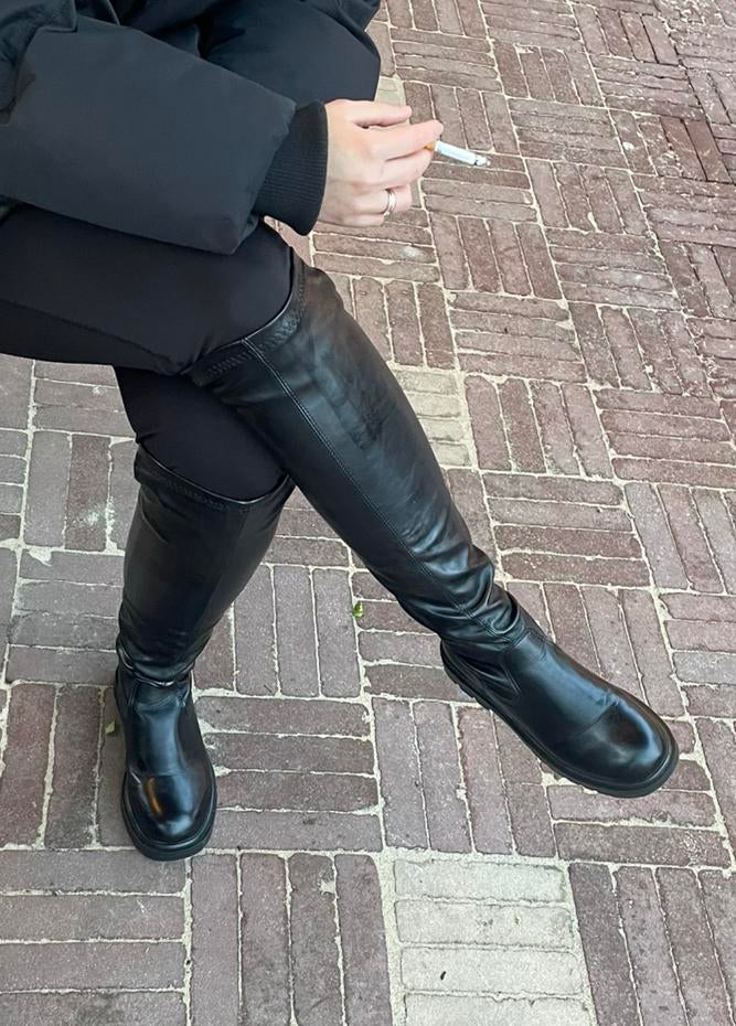 Women’s Over The Knee Elastic Leather-PU Leather Boots EU37, Hoge laarzen, Zwart, Ophalen of Verzenden, Gedragen