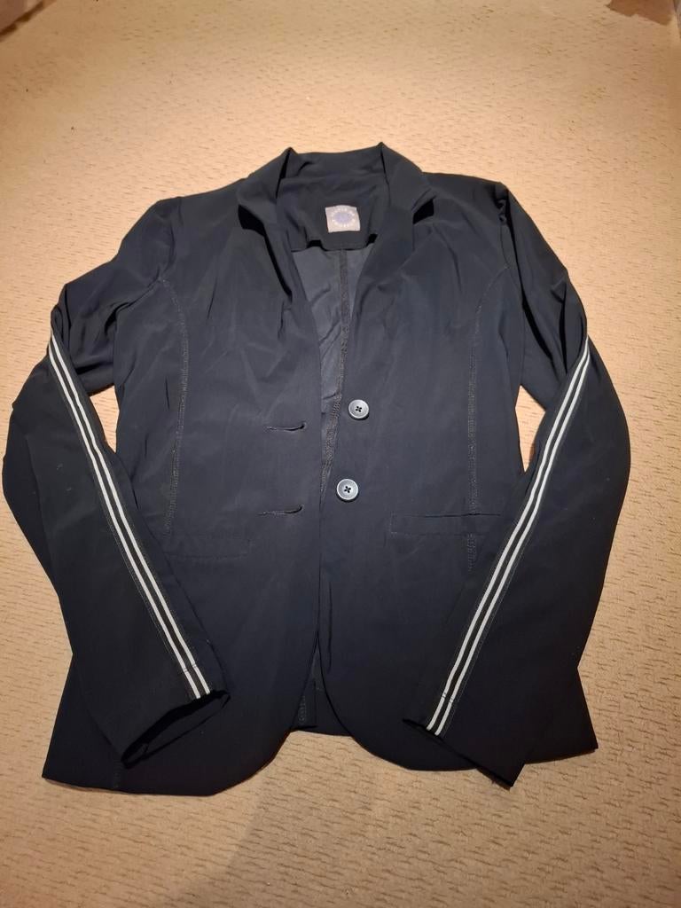 Donkerblauw glans travelstof blazer maat XS, Kleding | Dames, Blauw, Ophalen of Verzenden, Zo goed als nieuw, Jasje