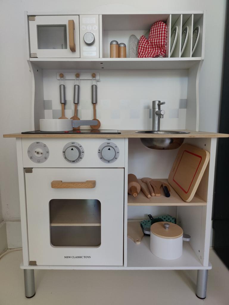 Houten kinderkeuken met accessoires - B60xD30xH96, Ophalen, Gebruikt, Ontdekken, Met licht