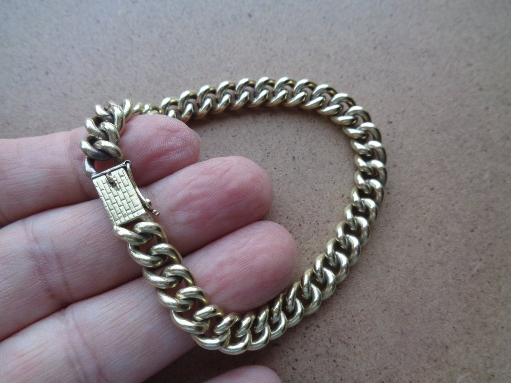 zilveren goud vergulde gourmet schakel armband [1031], Verzenden, Zo goed als nieuw, Goud, Zilver