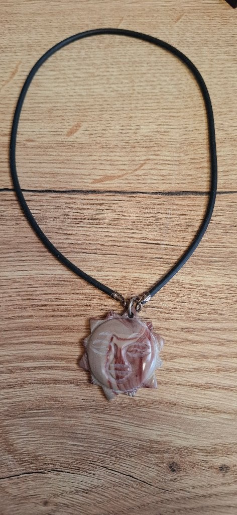 Zilveren ketting (925 Italy) met natuurstenen zon hanger, Met hanger, Overige kleuren, Onbekend, Ophalen of Verzenden