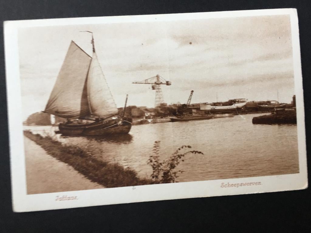 Ansichtkaart van de scheepswerven in Jutfaas  , Verzamelen, Ansichtkaarten | Nederland, Ophalen of Verzenden, 1920 tot 1940, Ongelopen
