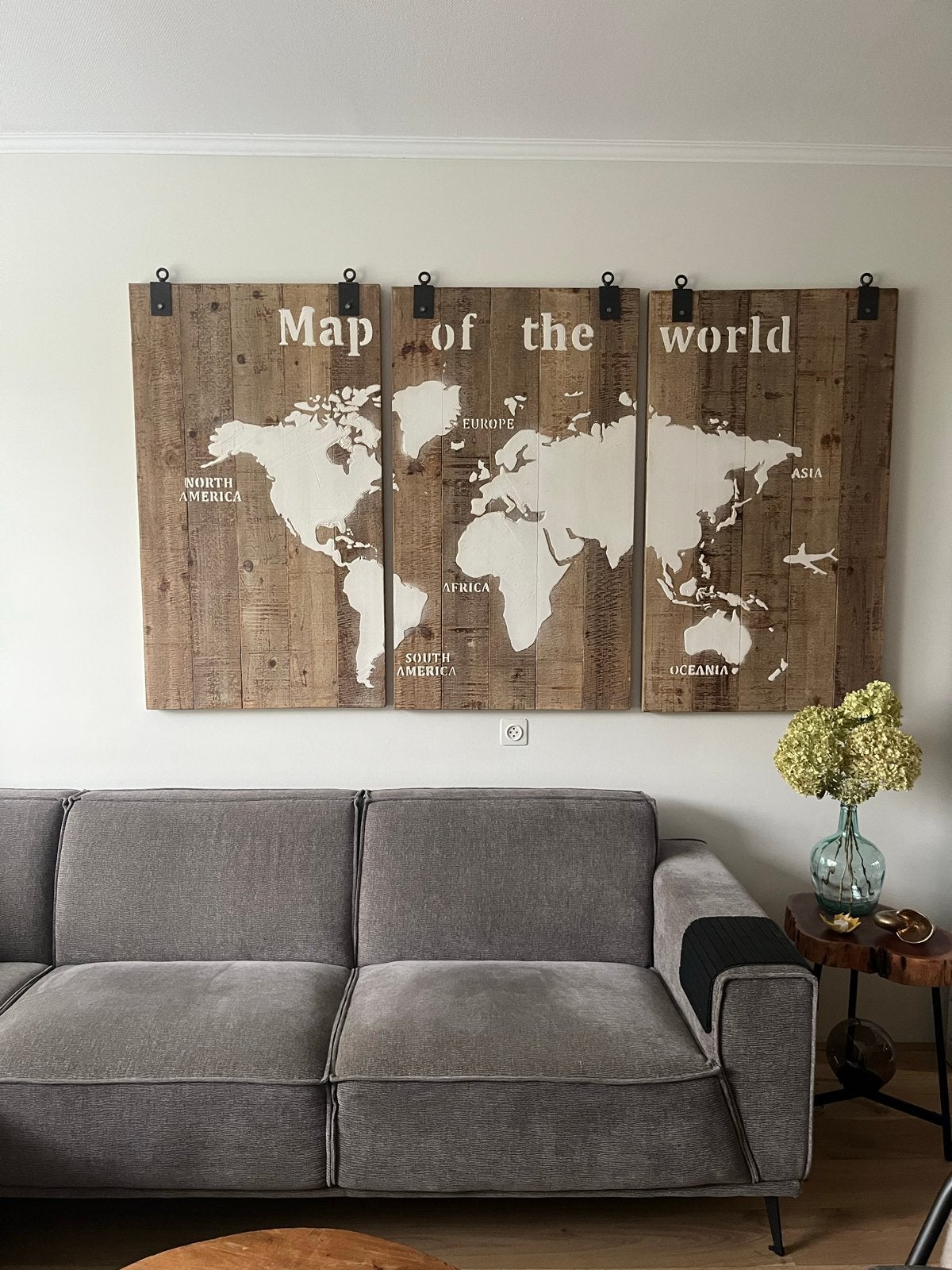 Houten Wereldkaart Wanddecoratie - Rustieke Stijl, Huis en Inrichting, Ophalen, Hout, Vintage, Zo goed als nieuw