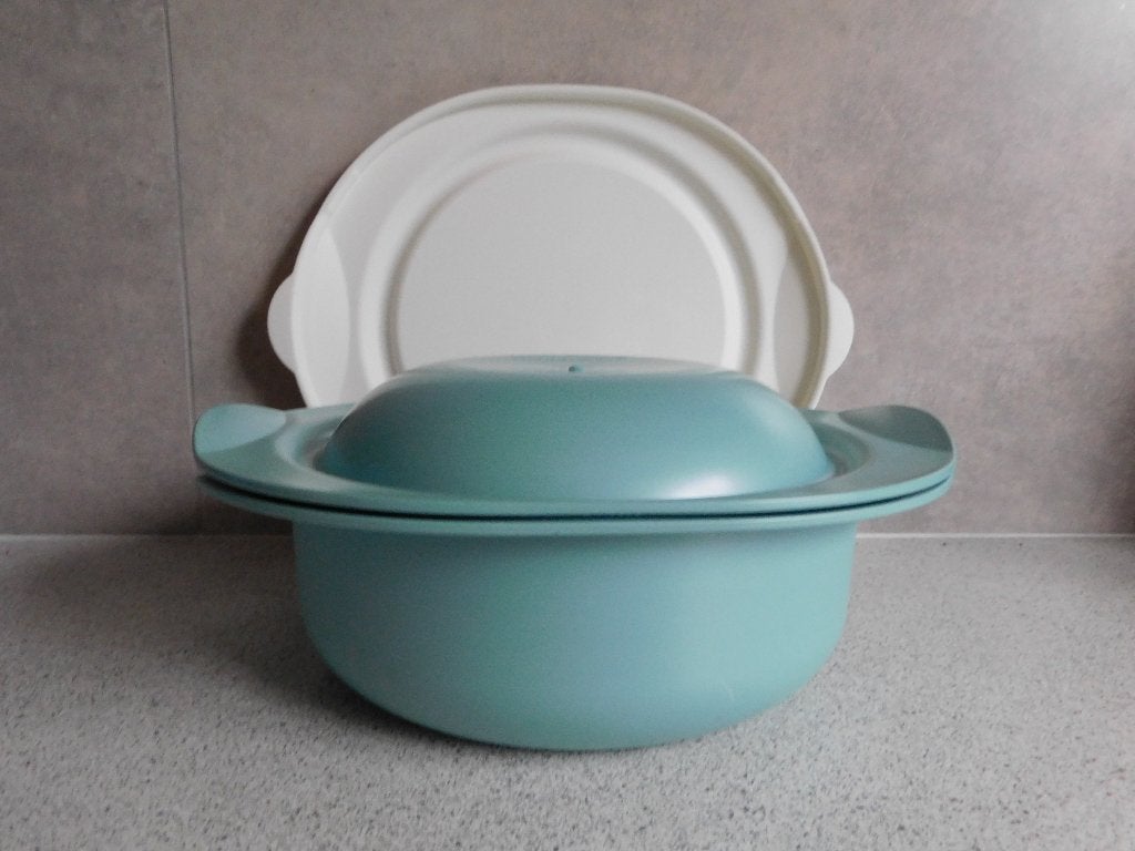 Tupperware Ultra Pro Pan  2 Ltr. 3 delig Turquoise Wit, Wit, Overige typen, Ophalen of Verzenden, Zo goed als nieuw