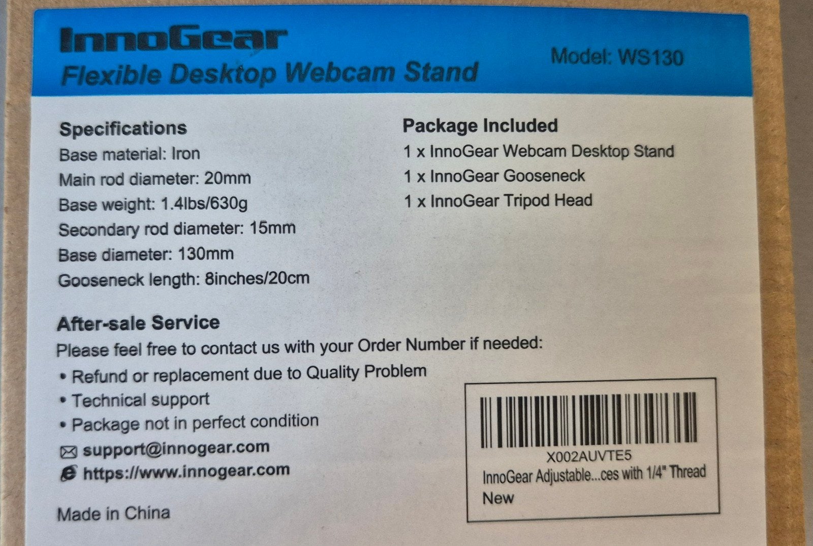InnoGear WS130 Flexibele Desktop Webcam Standaard, Ophalen of Verzenden, Nieuw, InnoGear