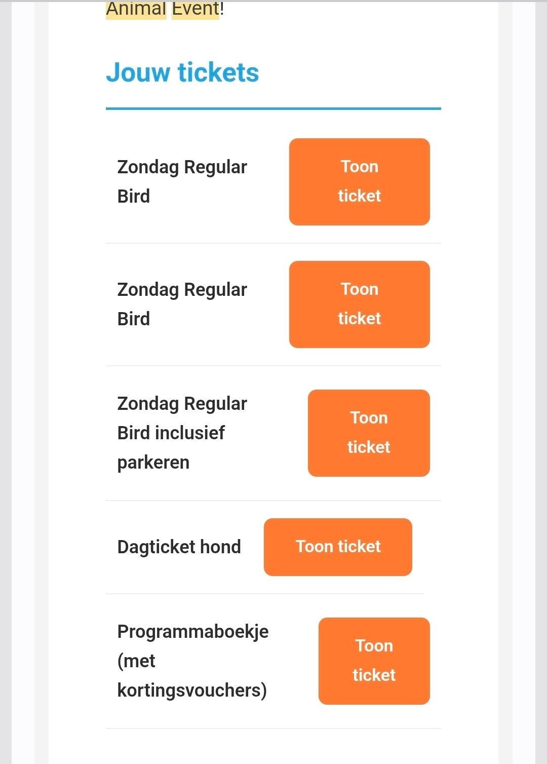 animal event 4 oktober, Tickets en Kaartjes, Evenementen en Festivals, Drie personen of meer