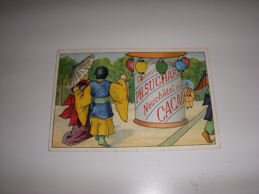 MOOI zeer oud reclamekaartje P.H Suchard cacao en chocolade, Verzamelen, Ophalen of Verzenden, Gebruikt, Gebruiksvoorwerp