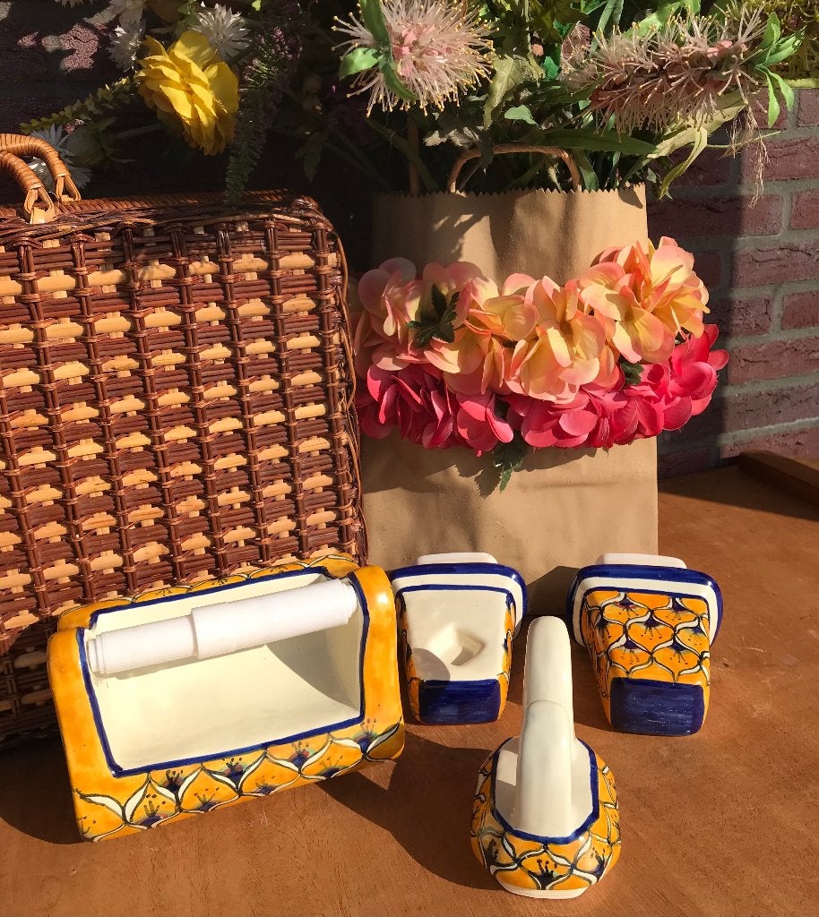 Badkamer set - Keramiek - gekocht in Mexico NIEUW, Toilet-accessoire, Meerkleurig, Overige merken, Nieuw