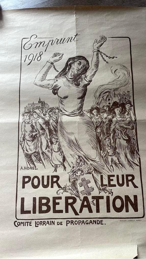 Franse poster A.Horel-1918, Verzamelen, Ophalen of Verzenden, Gebruikt, Overige onderwerpen