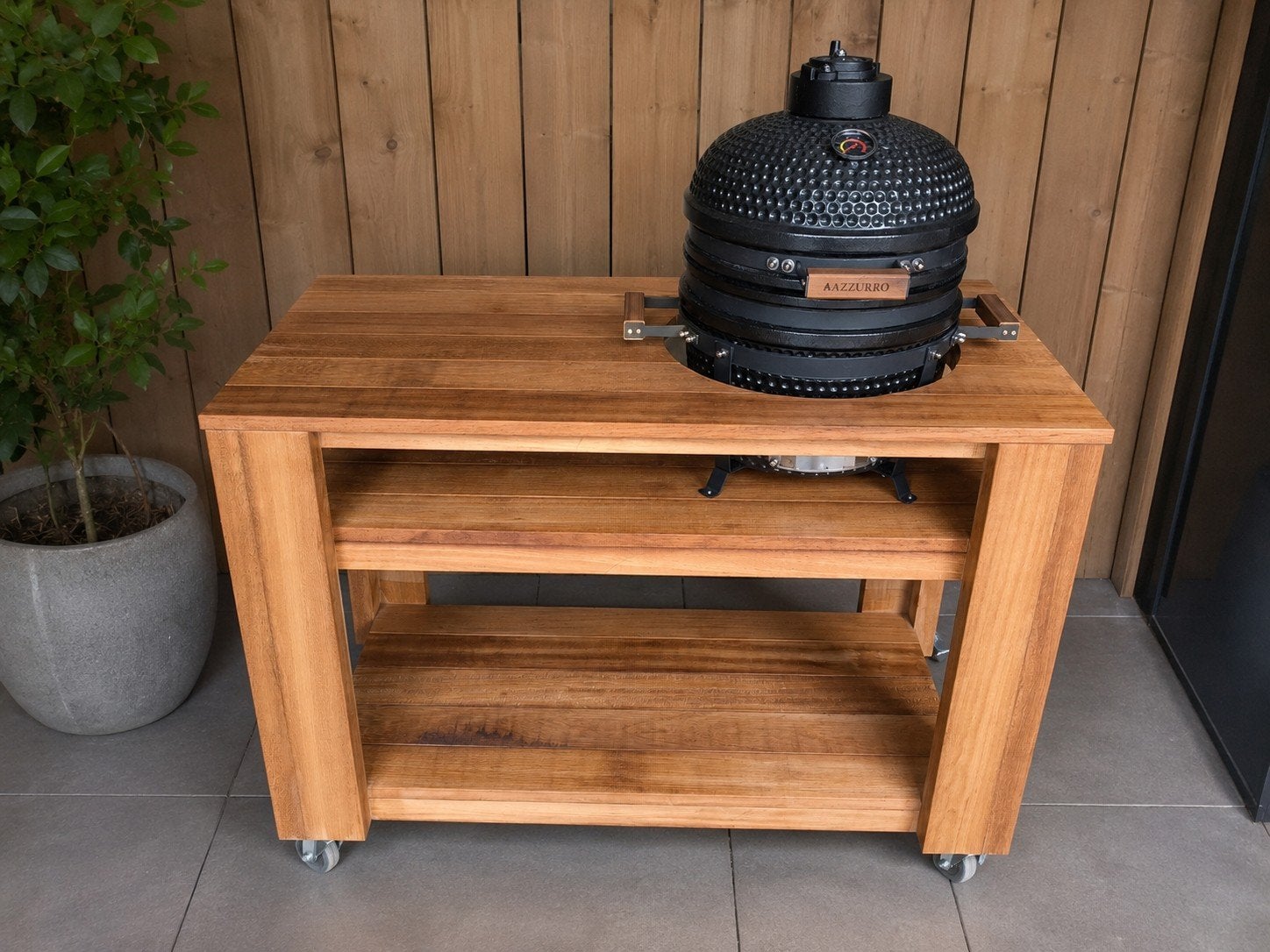 Hardhouten buitenkeuken met Azzuro kamado bbq (Alles nieuw), Tuin en Terras, Buitenkeukens, Ophalen of Verzenden, Nieuw, Houtskool