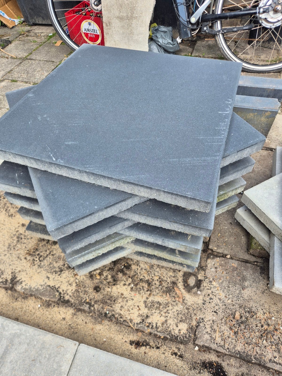 Tuin tegels 60x60x4 antraciet 9 stuks, Tuin en Terras, Tegels en Klinkers, Ophalen, Zo goed als nieuw, Minder dan 5 m², Beton