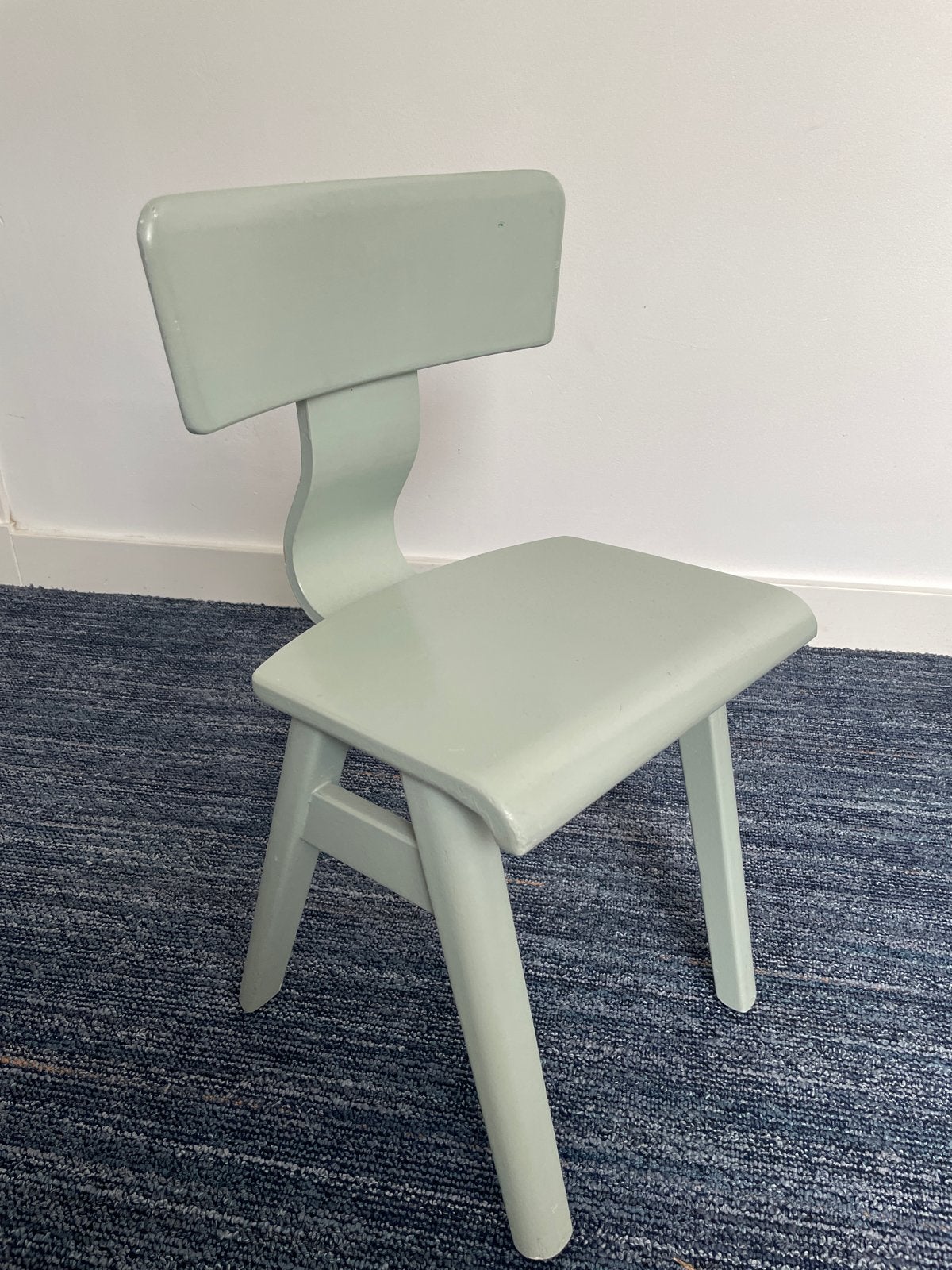 Houten lichtgroene kinder schoolstoel, Ophalen, Gebruikt, Stoel(en)