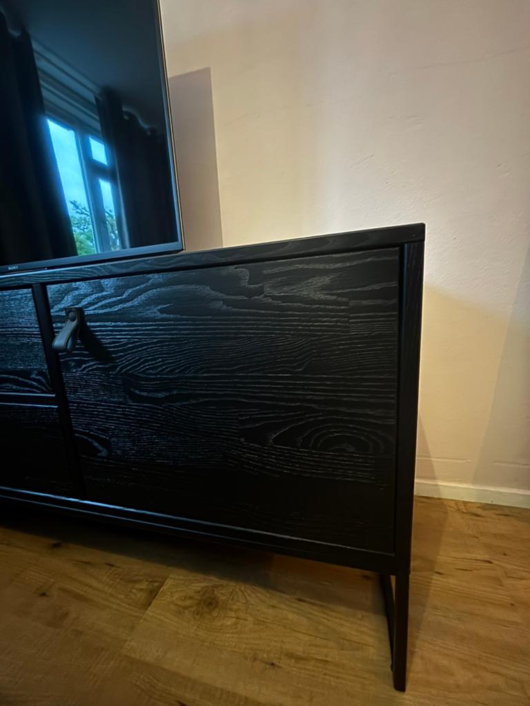 WOOOD TV-meubel Silas Zwart – 180 cm, Ophalen, Overige materialen, 150 tot 200 cm, Zo goed als nieuw