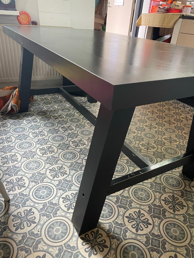 Stevige graniet grijze eettafel - Modern design, Huis en Inrichting, Tafels | Eettafels, Ophalen, Gebruikt, 50 tot 100 cm, Vijf personen of meer